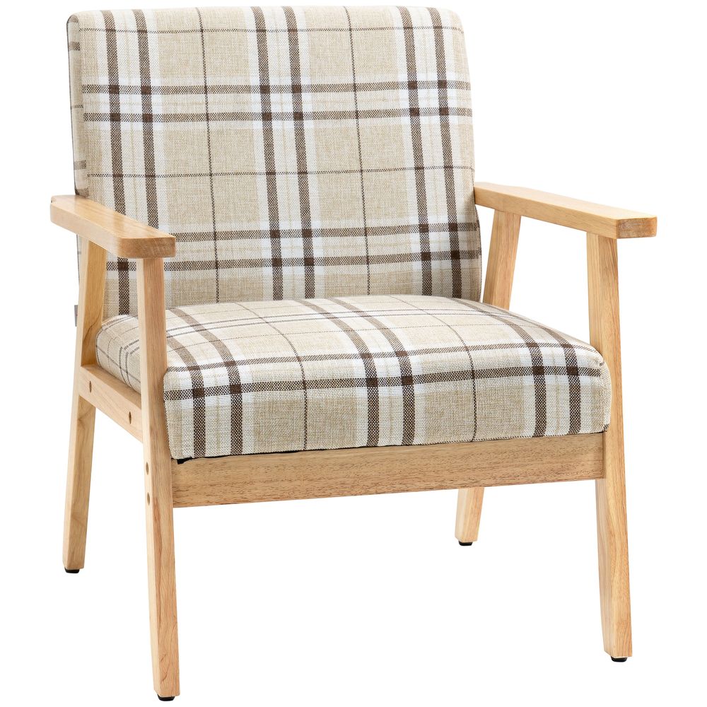 Upholstered Linen-Feel Armchair - checker