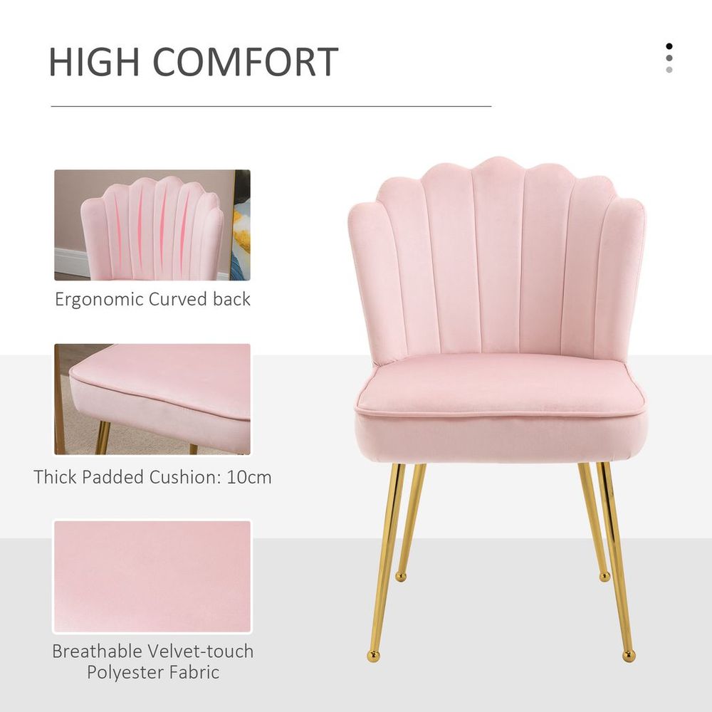 Velvet-Feel Shell Chair - Pink