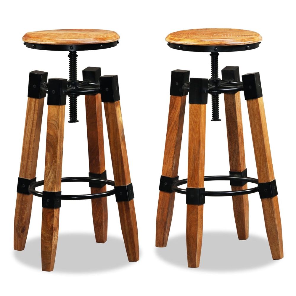 Set of 2 Mango Wood bar stools