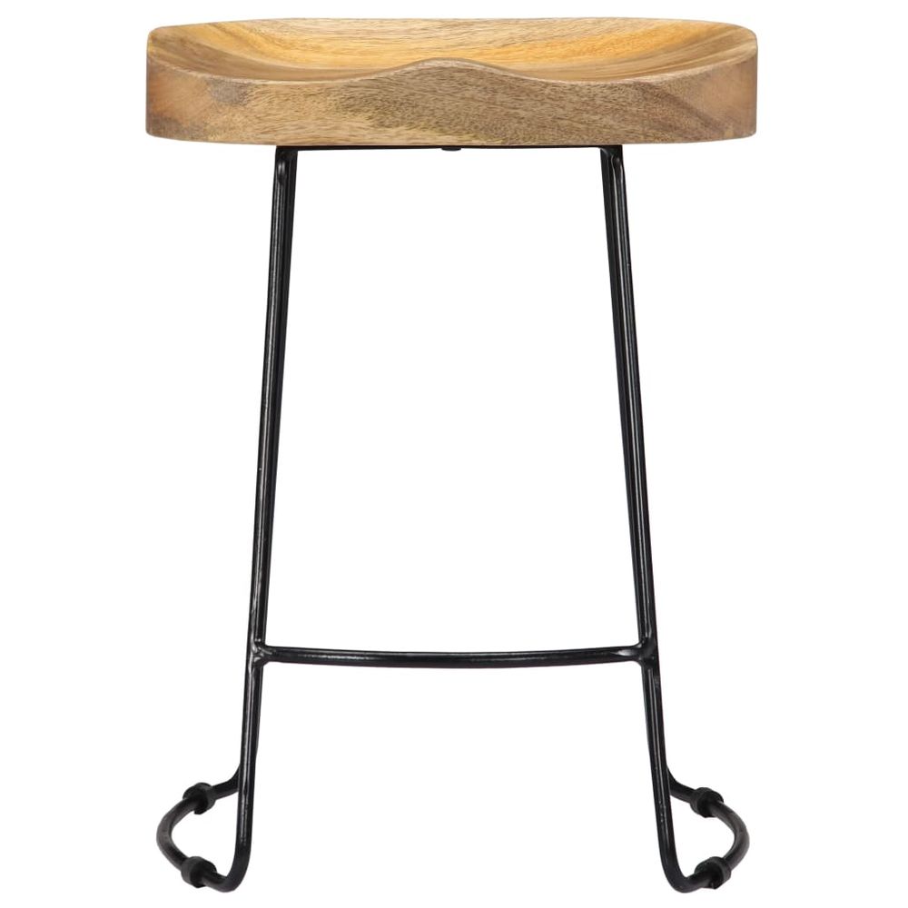 Set of 2 Mango wood bar stools - natural/black