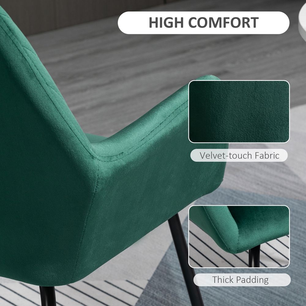 Velvet-Feel Armchair - Green