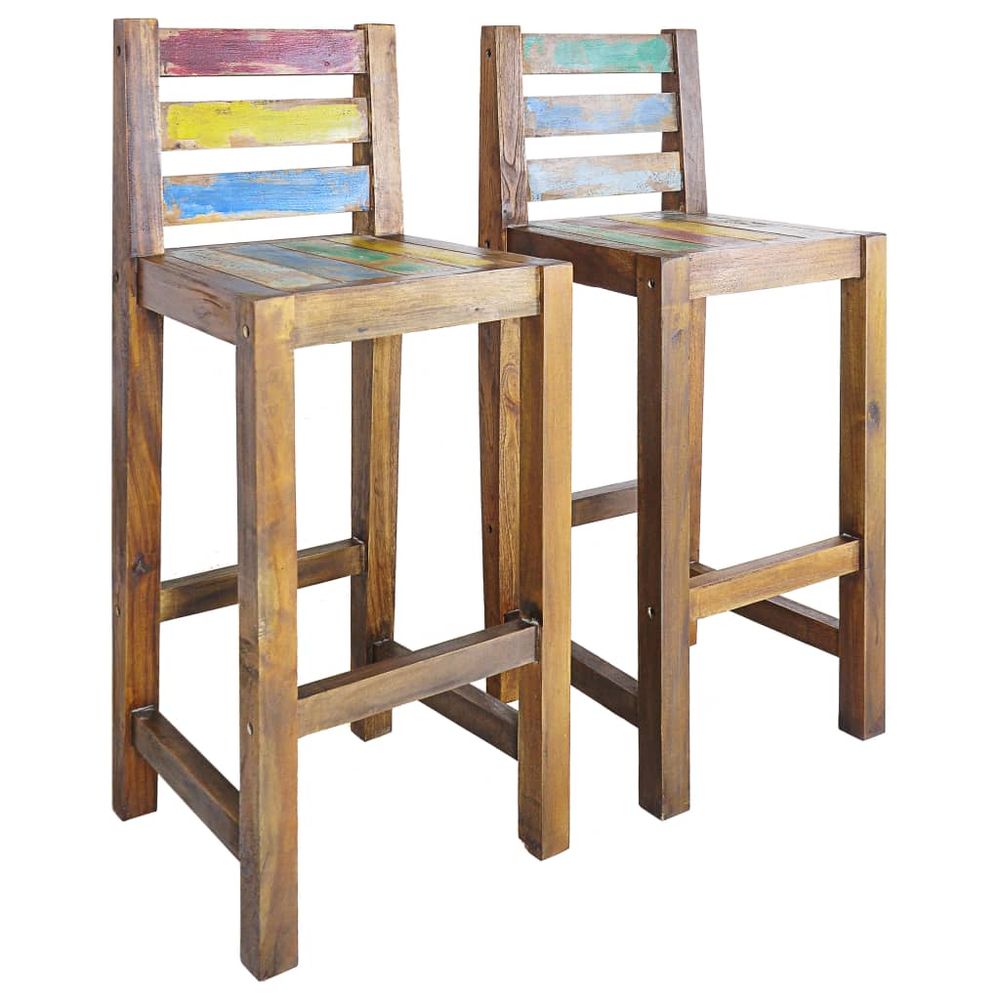 Set of 2 Reclaimed Wood Bar stools