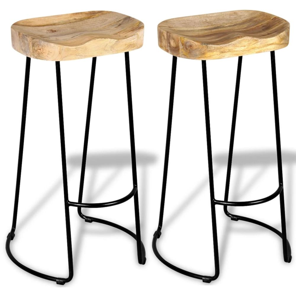 Set of 2 Mango Wood bar stools