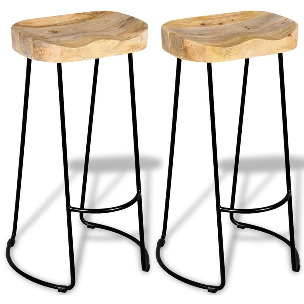 Set of 2 Mango Wood bar stools