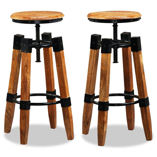 Set of 2 Mango Wood bar stools