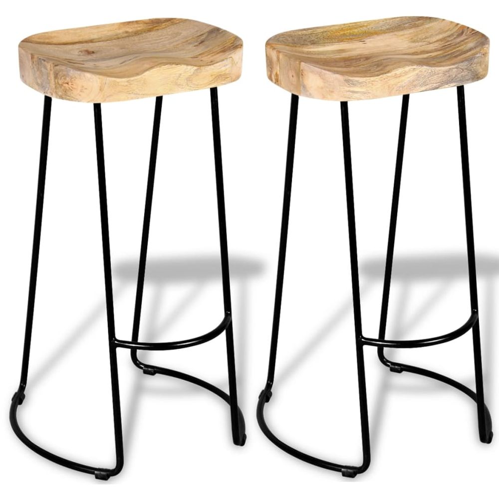 Set of 2 Mango Wood bar stools