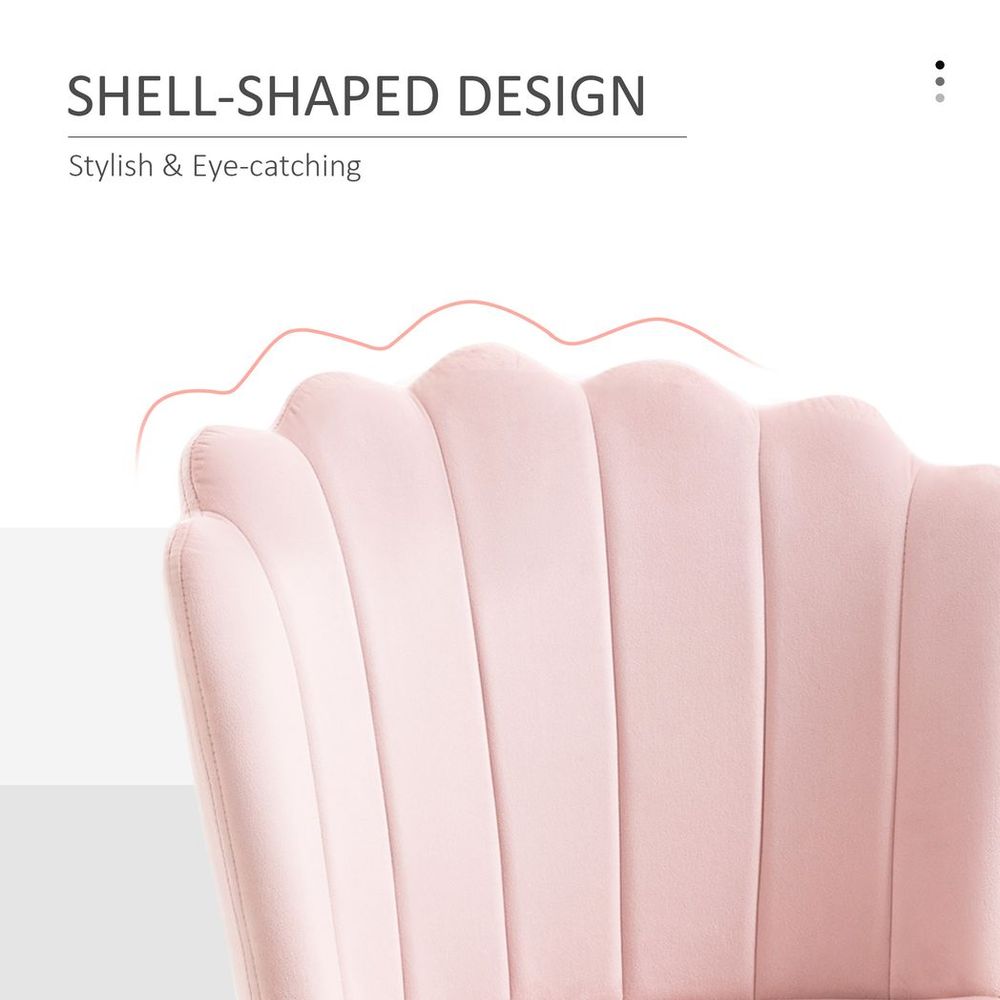 Velvet-Feel Shell Chair - Pink