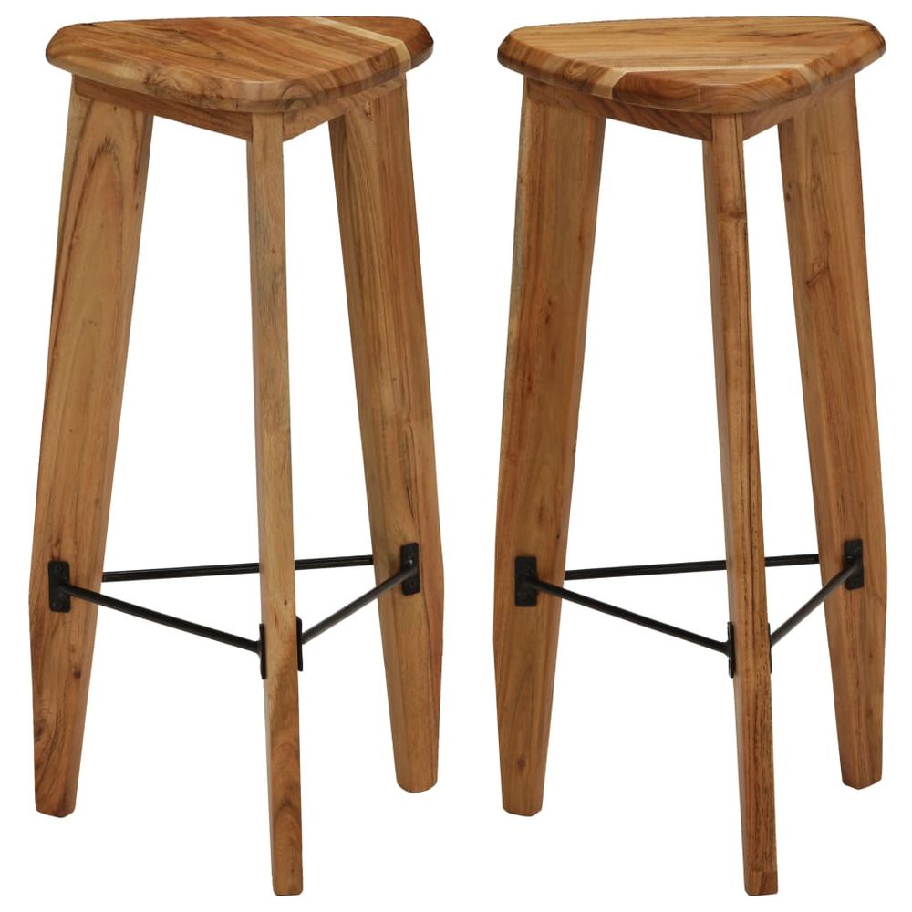 Set of 2 Acacia Wood bar stools