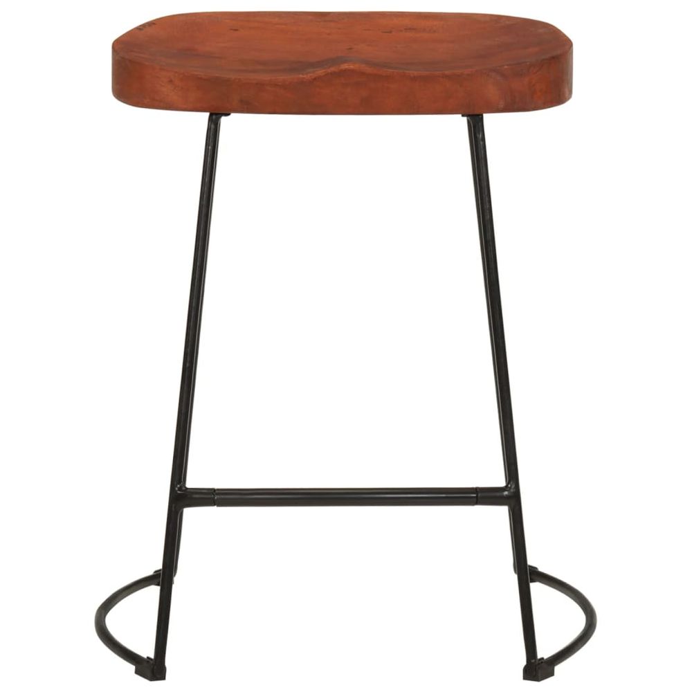 Set of 2 Mango Wood bar stools - brown (3 size options)