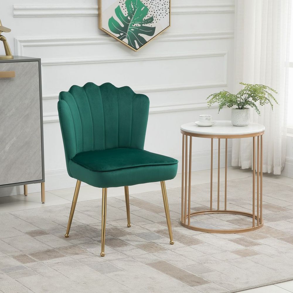 Velvet-Feel Shell Chair - Green