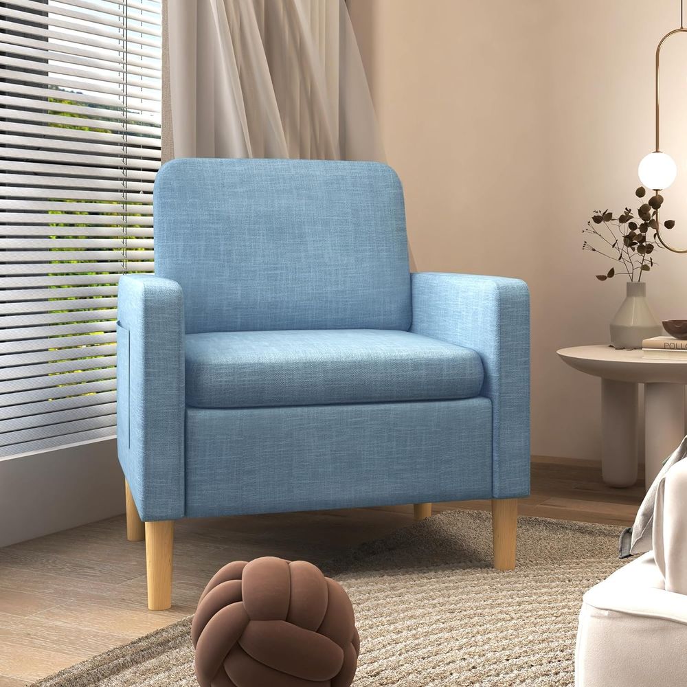 Upholstered Armchair Chair - Blue