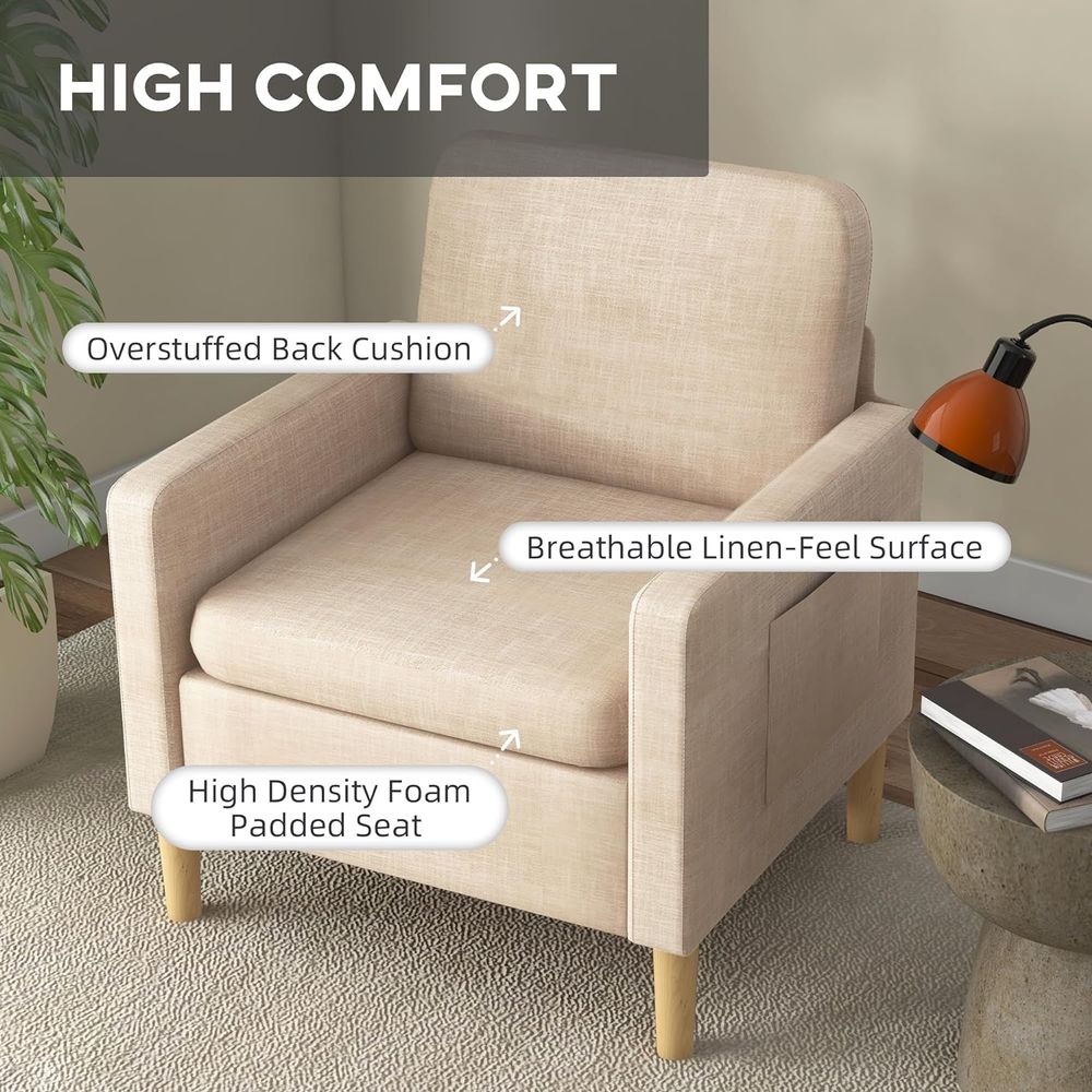 Upholstered Armchair - Beige