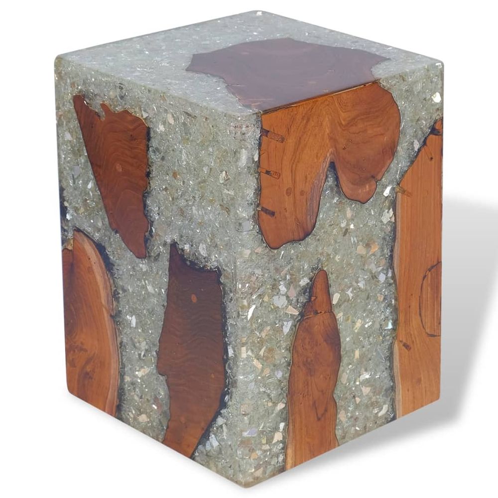 Solid Teak Wood and Resin Stool