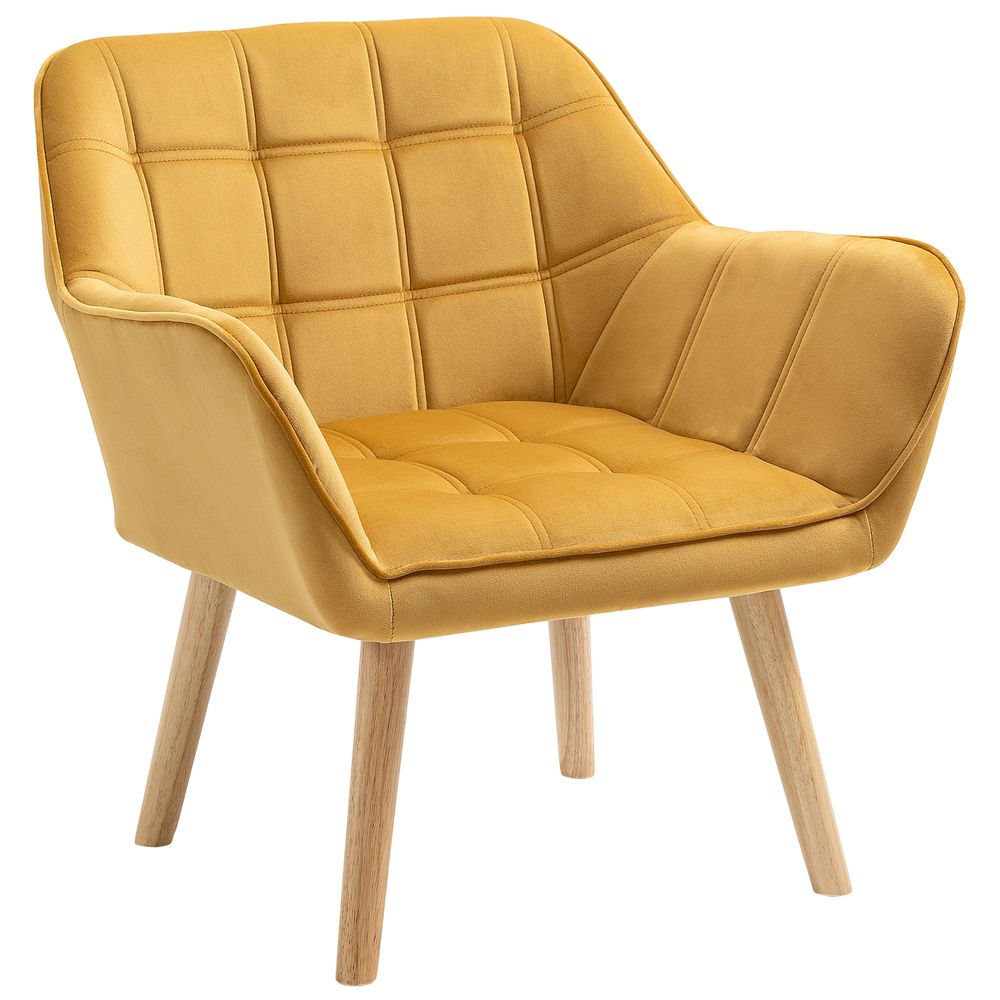 Velvet-Feel Armchair - Yellow