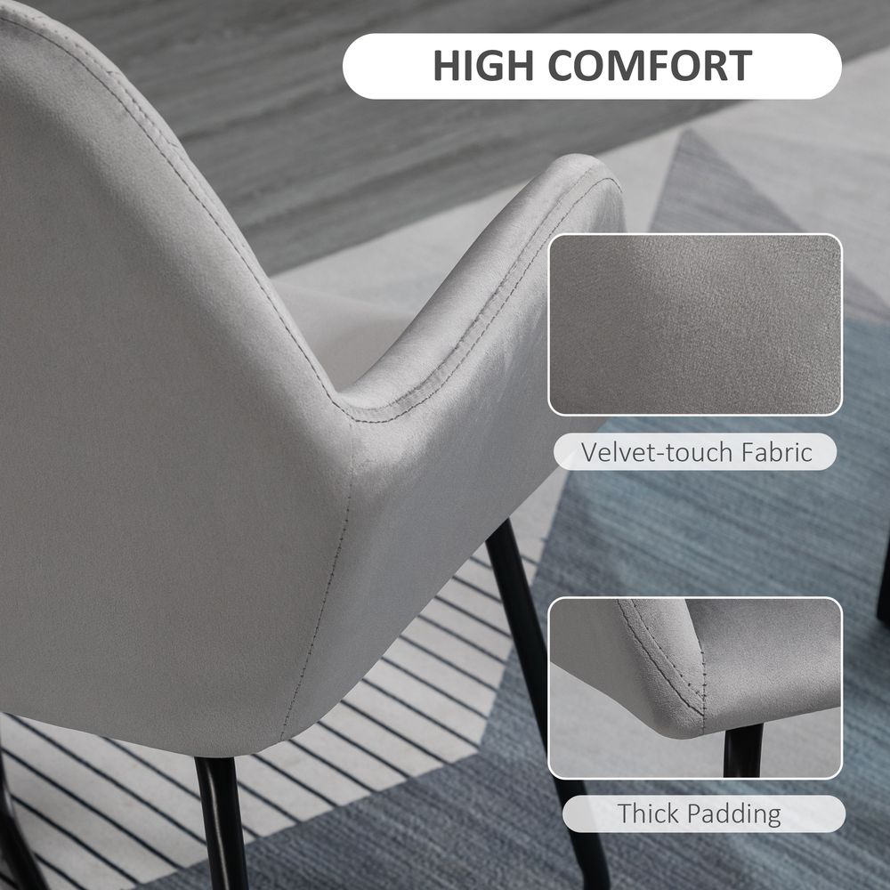 Velvet-Feel Upholstered Armchair - Grey