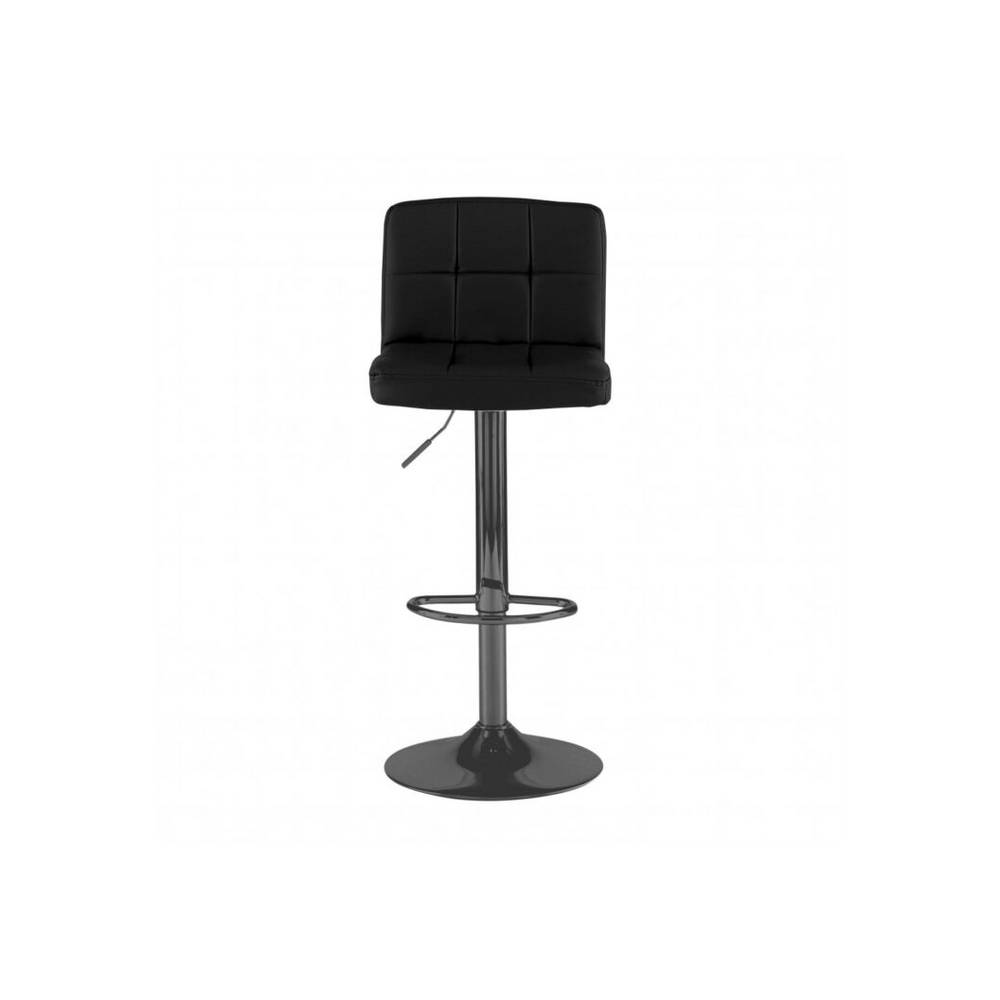 Set of Two Black Leather Bar Stools