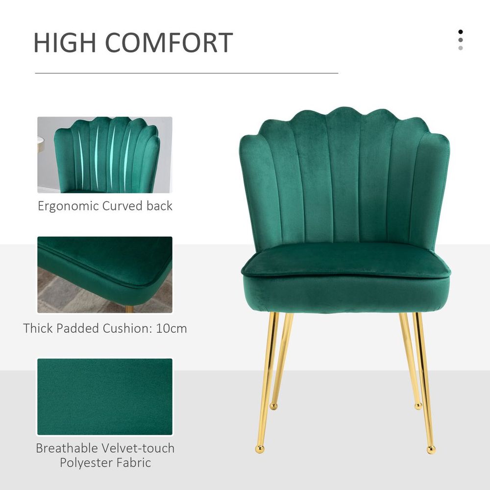 Velvet-Feel Shell Chair - Green