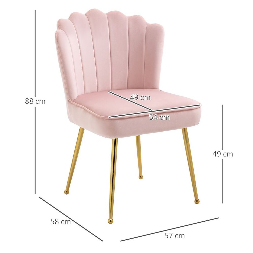 Velvet-Feel Shell Chair - Pink