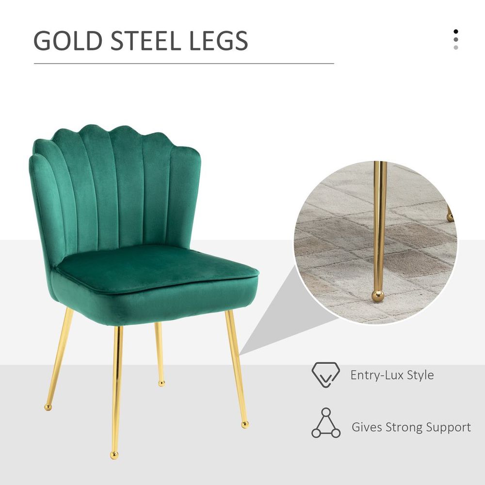 Velvet-Feel Shell Chair - Green