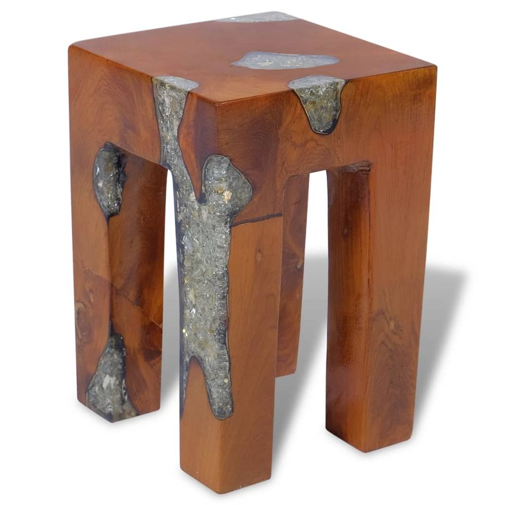 Stool Solid Teak Wood and Resin stool