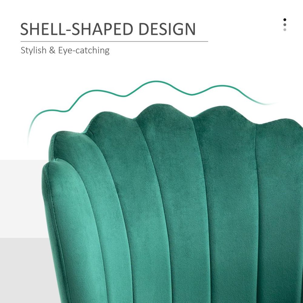 Velvet-Feel Shell Chair - Green