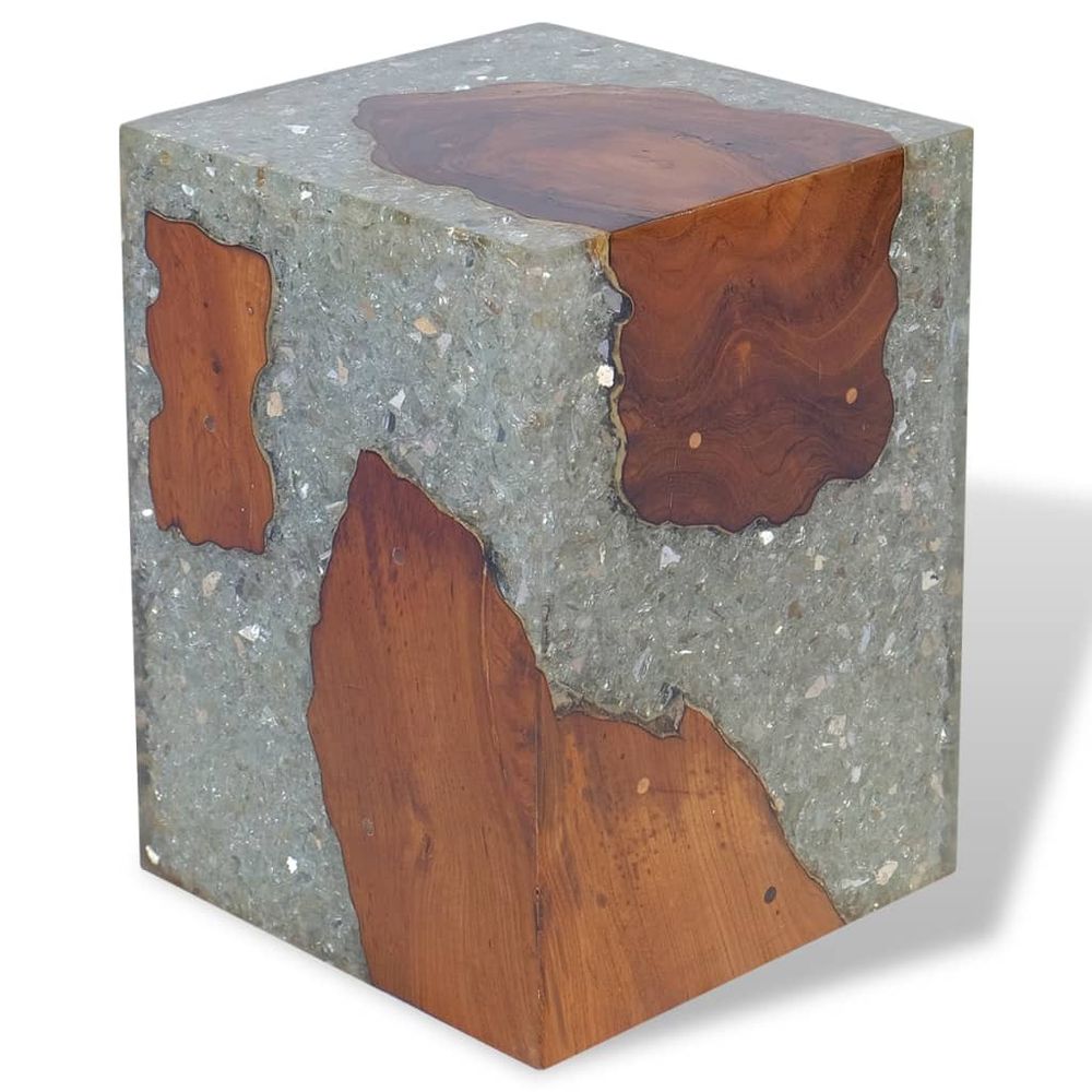 Solid Teak Wood and Resin Stool