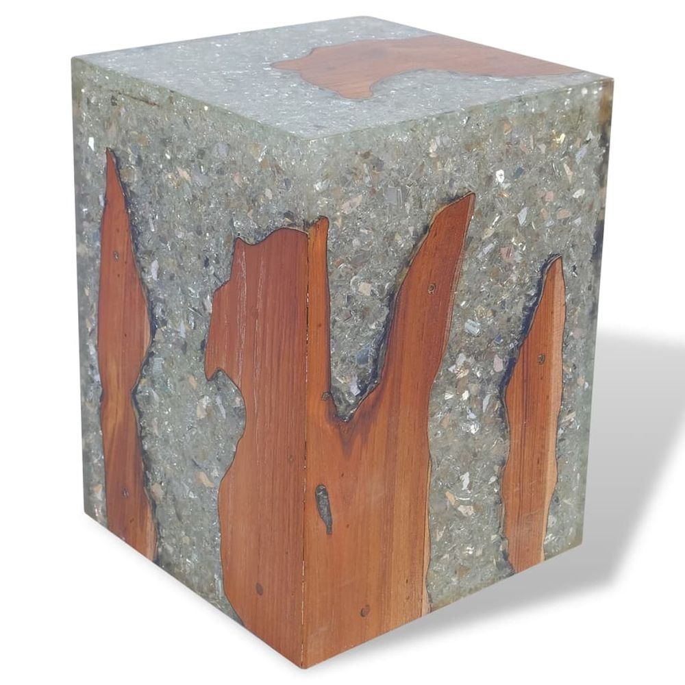 Solid Teak Wood and Resin Stool