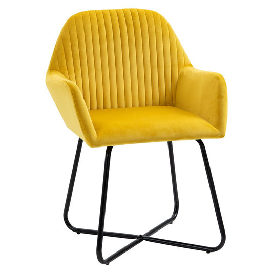 Velvet-Feel Armchair - Yellow