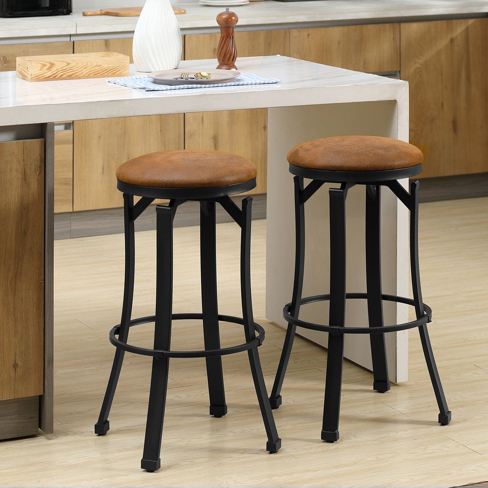 Set of 2 Cloth Bar stools - Brown