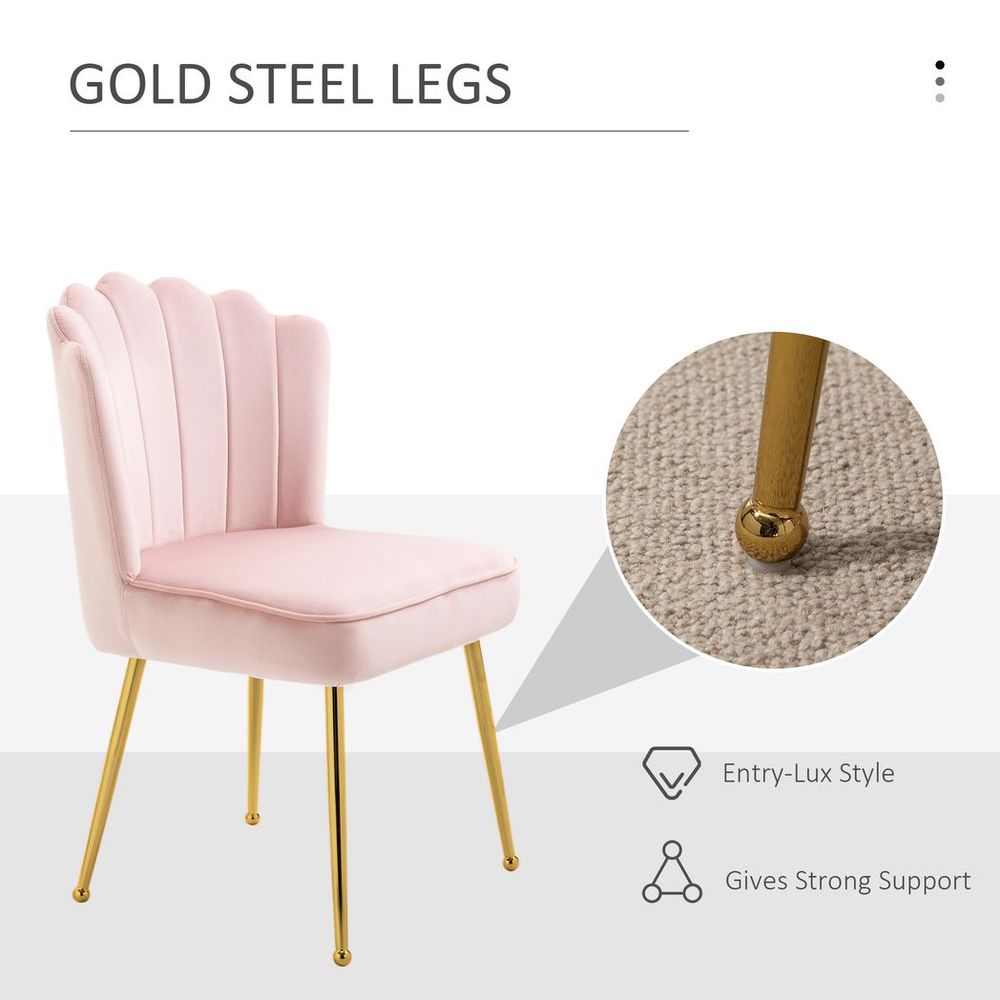 Velvet-Feel Shell Chair - Pink