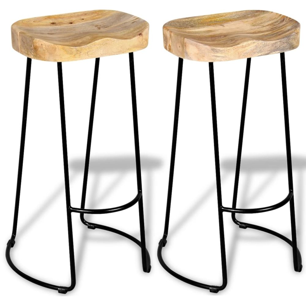 Set of 2 Mango Wood bar stools