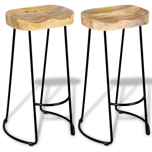 Set of 2 Mango Wood bar stools