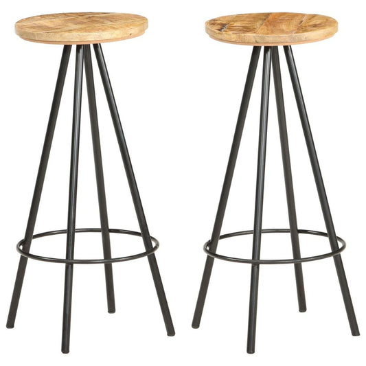 Set of 2 Mango Wood bar stools (Discount for 4)