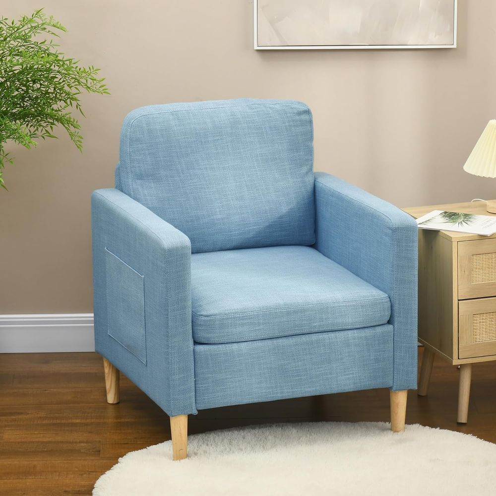 Upholstered Armchair Chair - Blue