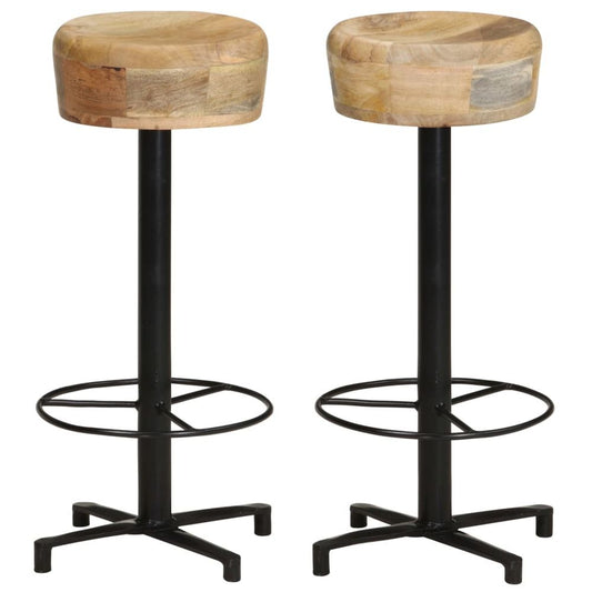 Set of 2 Mango Wood Bar Stools (3 height options)