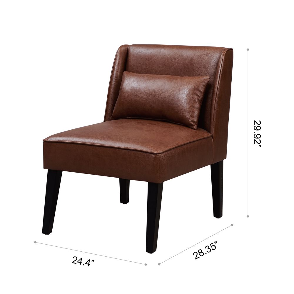 Faux Leather Accent Chair - Brown