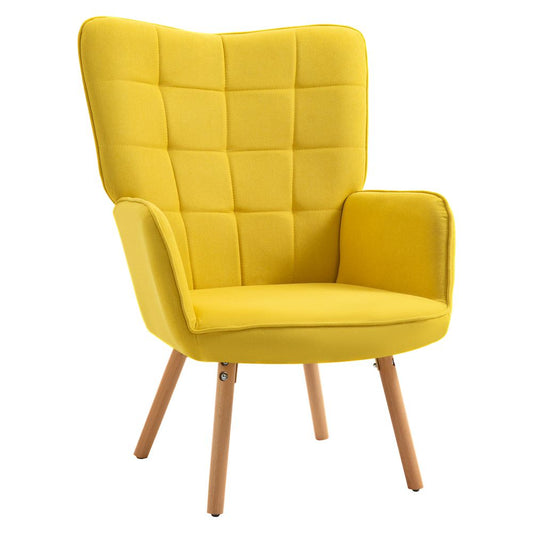 Velvet-Touch Wingback Armchair - Yellow