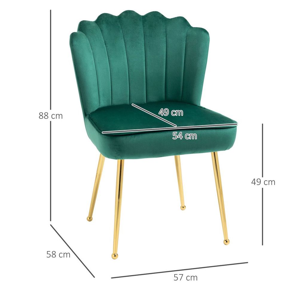 Velvet-Feel Shell Chair - Green