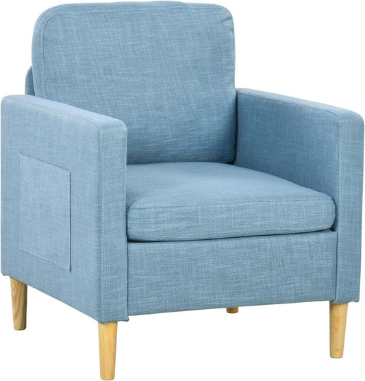 Upholstered Armchair Chair - Blue