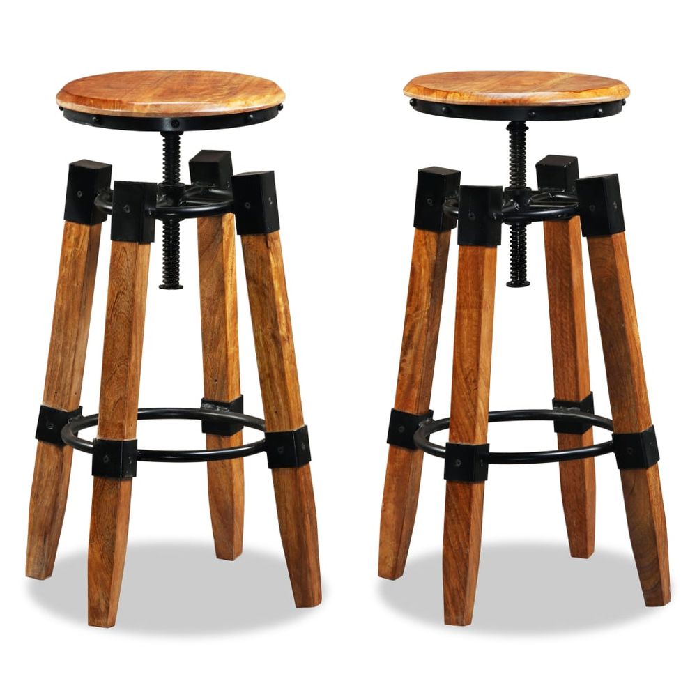 Set of 2 Mango Wood bar stools