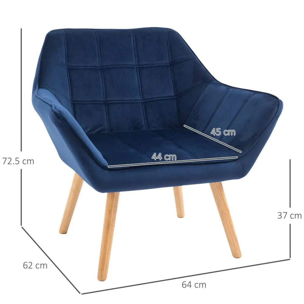 Velvet-Feel Armchair - Blue