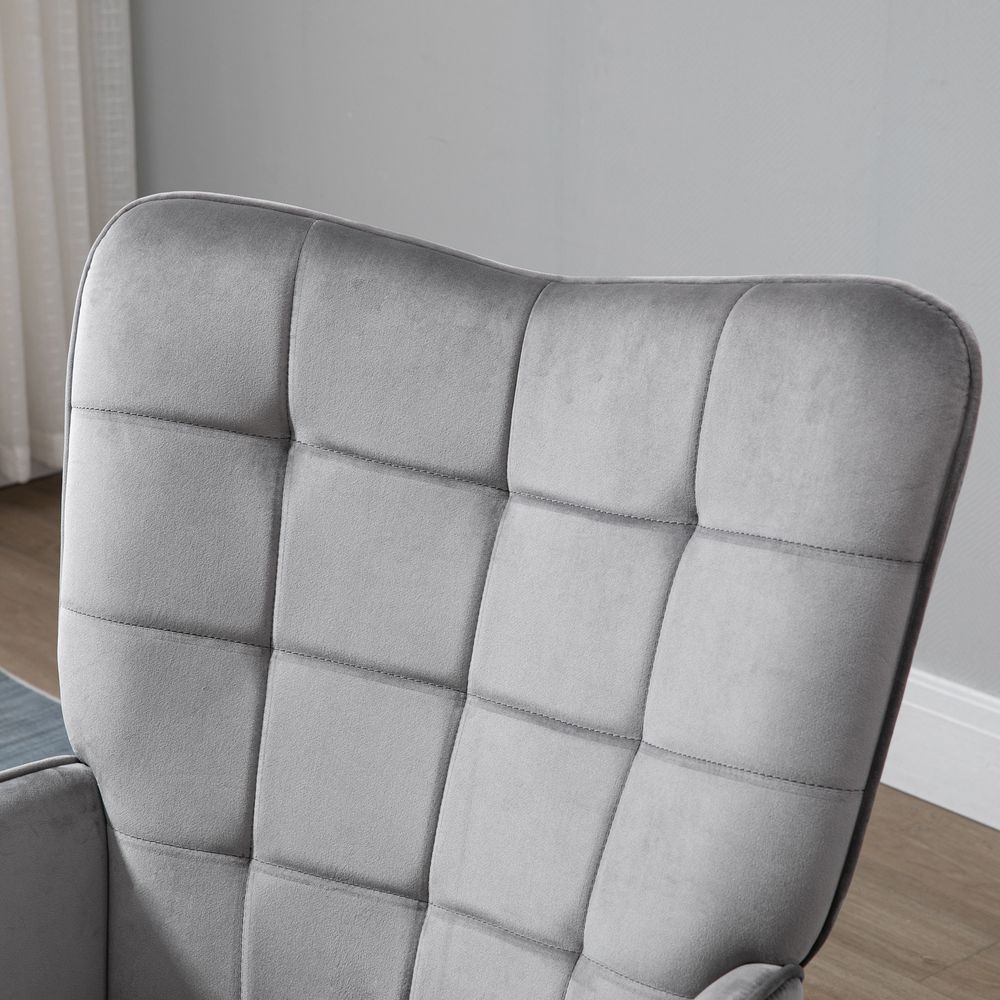 Velvet-touch Wingback Chair - Grey