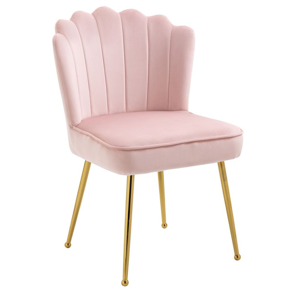 Velvet-Feel Shell Chair - Pink