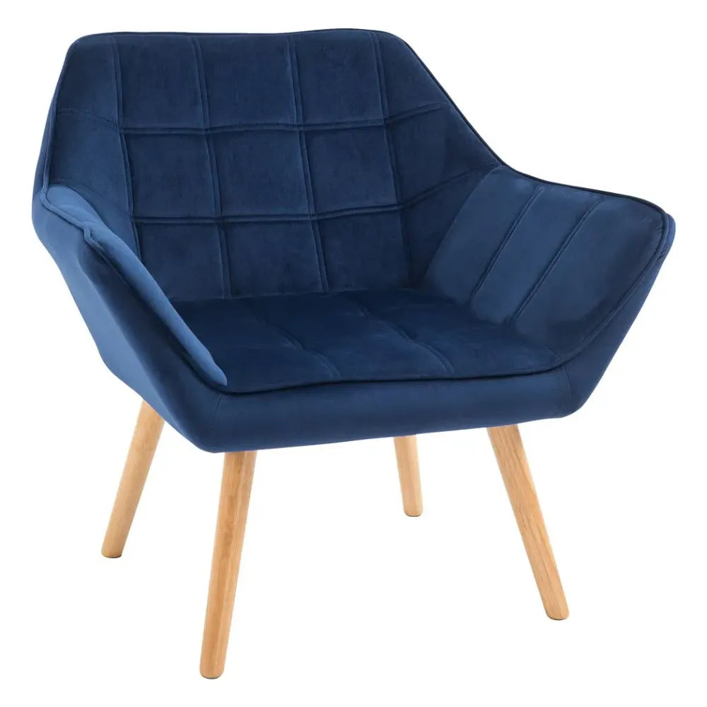 Velvet-Feel Armchair - Blue