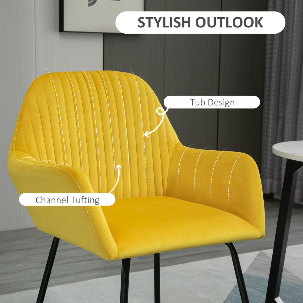 Velvet-Feel Armchair - Yellow