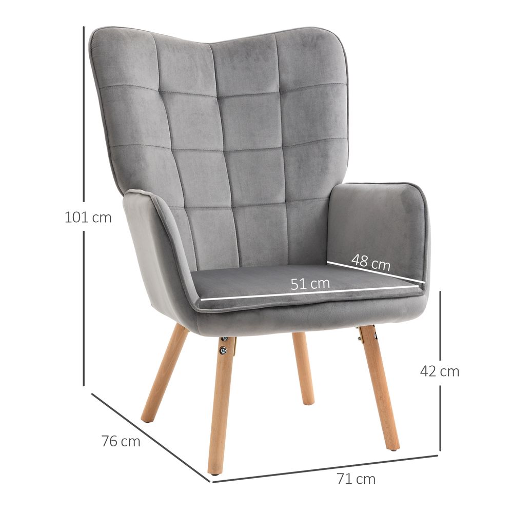 Velvet-touch Wingback Chair - Grey