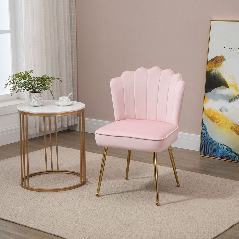 Velvet-Feel Shell Chair - Pink