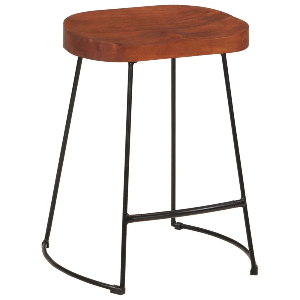 Set of 2 Mango Wood bar stools - brown (3 size options)