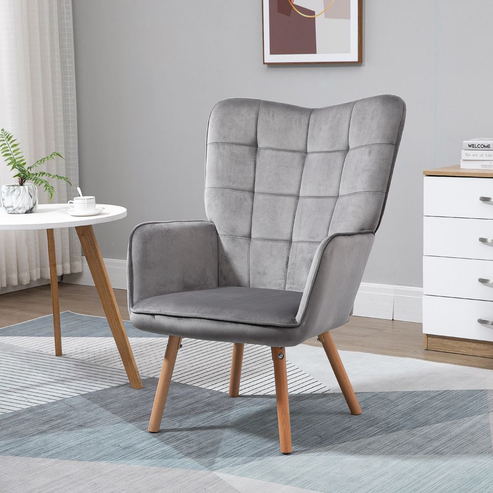 Velvet-touch Wingback Chair - Grey