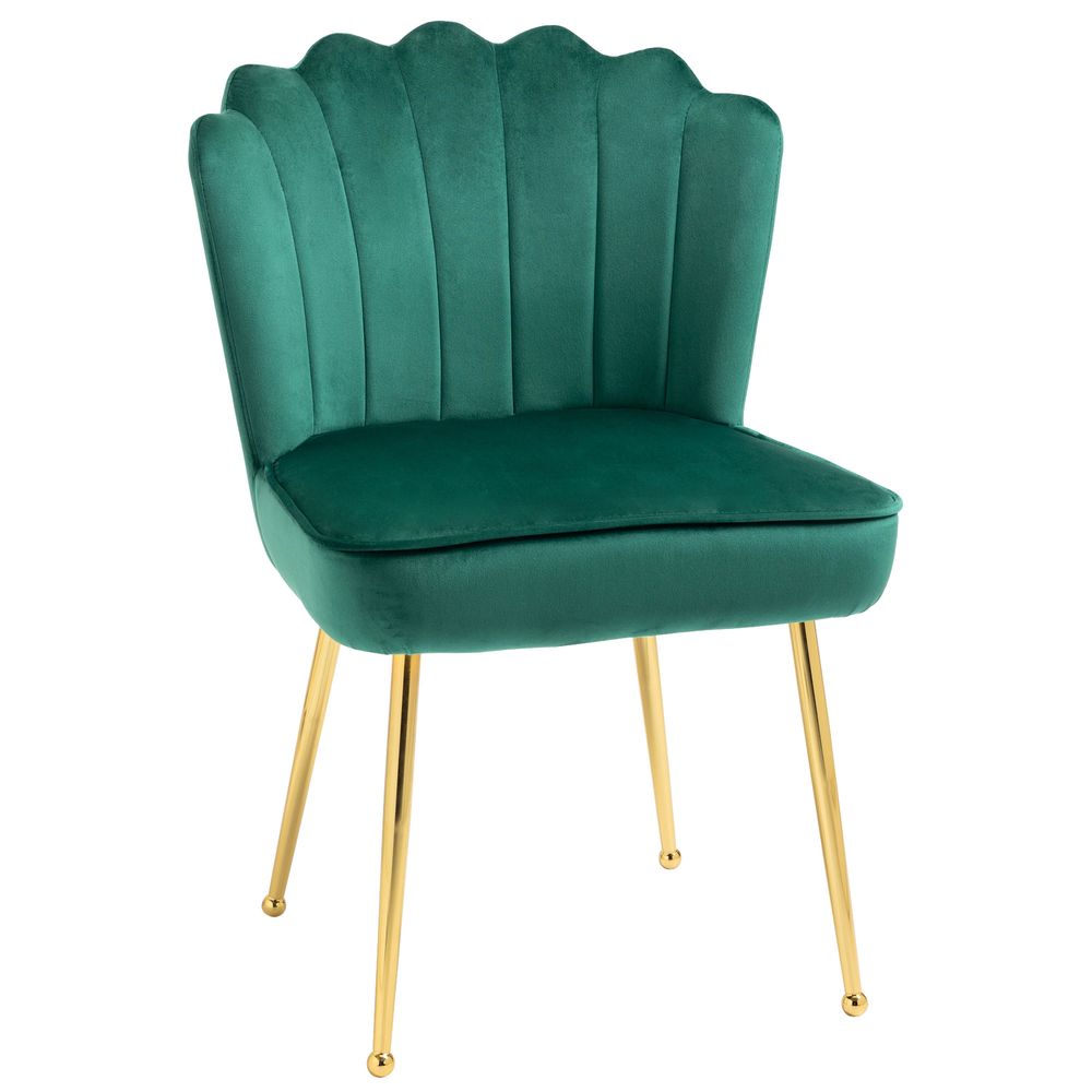 Velvet-Feel Shell Chair - Green